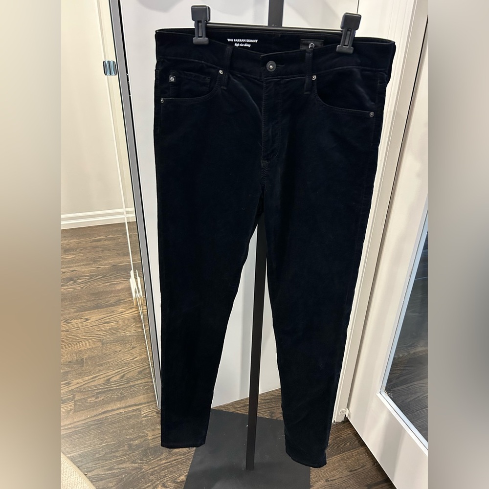 AG Farrah Skinny Black Velvet Pants